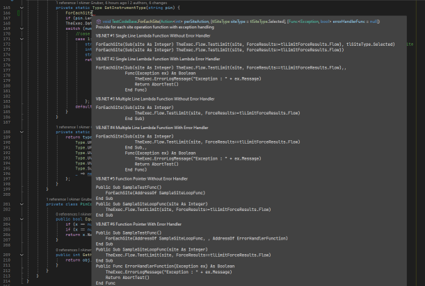 Screenshot showing excessive XML documentation pop-up overwhelming the code editor interface